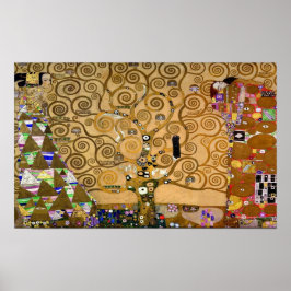 Gouden wervelende boom van het leven Art Deco Symb Poster