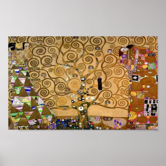 Gouden wervelende boom van het leven Art Deco Symb Poster (Voorkant)