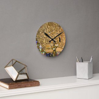Gouden wervelende boom van het leven Art Deco Symb Ronde Klok