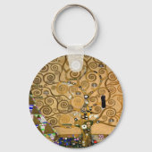 Gouden wervelende boom van het leven Art Deco Symb Sleutelhanger (Voorkant)