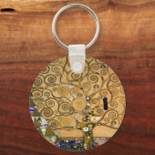 Gouden wervelende boom van het leven Art Deco Symb Sleutelhanger (Voorkant)