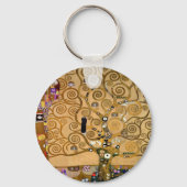 Gouden wervelende boom van het leven Art Deco Symb Sleutelhanger (Achterkant)