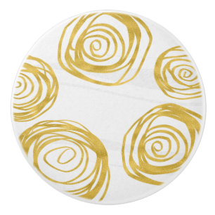 Gouden Wervelende Kunst Nep Folie Rozen Elegant Bl Keramische Knop