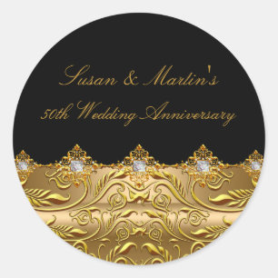 Gouden Werveling 50ste Huwelijksjubileum Sticker