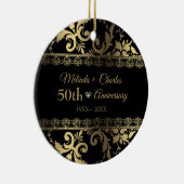 Gouden werveling damast en kant keramisch ornament (Rechts)