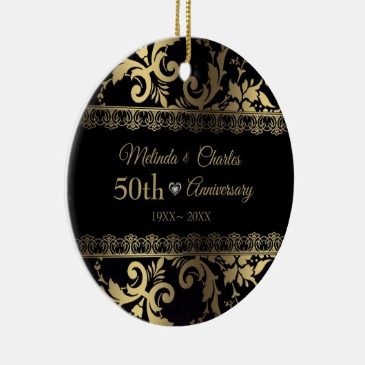 Gouden werveling damast en kant keramisch ornament (Rechts)