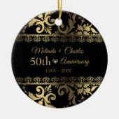 Gouden werveling damast en kant keramisch ornament (Voorkant)