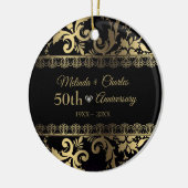 Gouden werveling damast en kant keramisch ornament (Links)