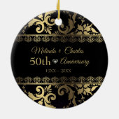 Gouden werveling damast en kant keramisch ornament (Achterkant)