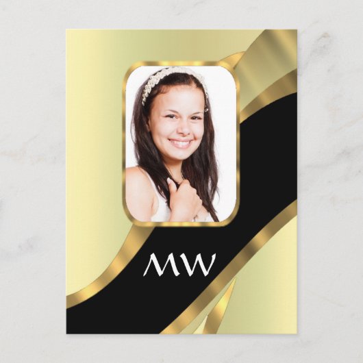 Gouden werveling fotosjabloon briefkaart (Voorkant)