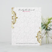 Gouden  werveling op pluche wit briefhoofd (Staand voorkant)