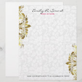 Gouden  werveling op pluche wit briefhoofd (Voorkant / Achterkant)