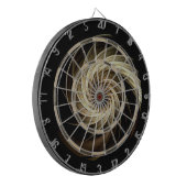 Gouden werveling over zwart dartbord (Voorkant Links)