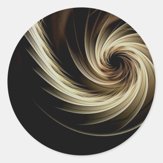 Gouden werveling over zwart ronde sticker (Voorkant)