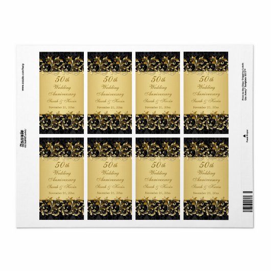 Gouden wervelingen 50e bruiloft Jubileum Etiket (Full Sheet)