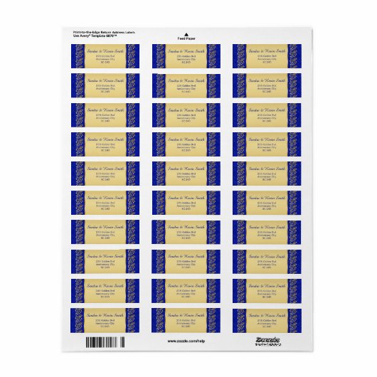 Gouden wervelingen 50ste Bruiloft Jubileum Adresla Etiket (Full Sheet)