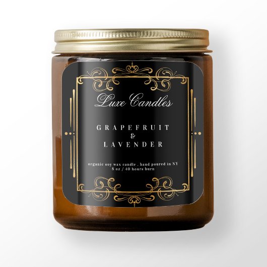 Gouden wervelingen Elegant Zwart Kaars Cosmetica P Vierkante Sticker