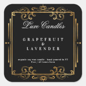 Gouden wervelingen Elegant Zwart Kaars Cosmetica P Vierkante Sticker (Voorkant)