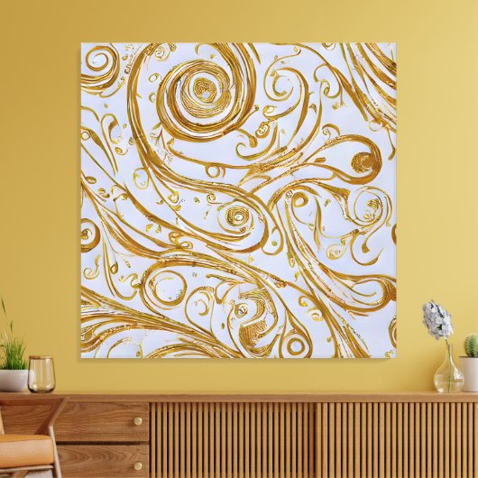 Gouden wervelingen: Elegantie ontrold Canvas Afdruk (Insitu (Woonkamer))