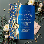 Gouden wervelingen glas, hoge hakken blauw pensioe kaart