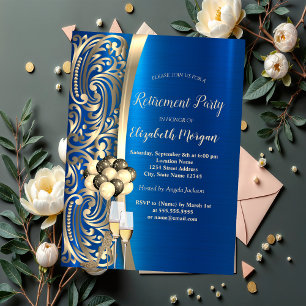 Gouden wervelingen glas, hoge hakken blauw pensioe kaart