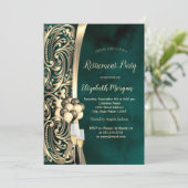 Gouden wervelingen glas, hoge hakken groene pensio kaart (Staand voorkant)