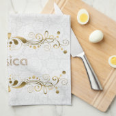 gouden wervelingen Lijst Theedoek (Quarter Fold)