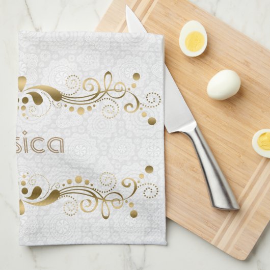  gouden wervelingen Lijst Theedoek (Quarter Fold)