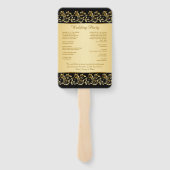 Gouden wervelingen op zwart Bruiloft programma Handwaaier (Achterkant)