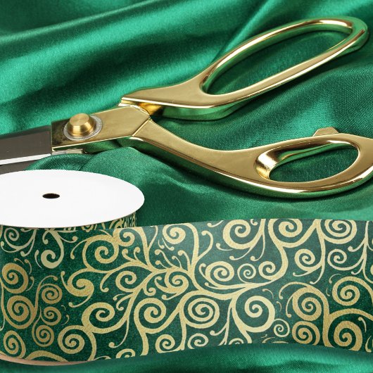  gouden wervelingen patroon Boho Classy Emerald Satijnen Lint