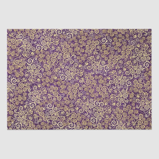  gouden wervelingen patroon chique Paarse aubergin Tissuepapier (Voorkant)