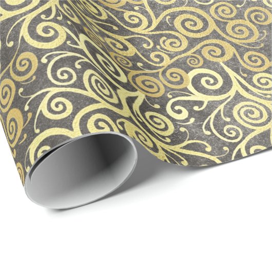  gouden wervelingen Patroon Classy Elegant Taupe Cadeaupapier (Rol Hoek)