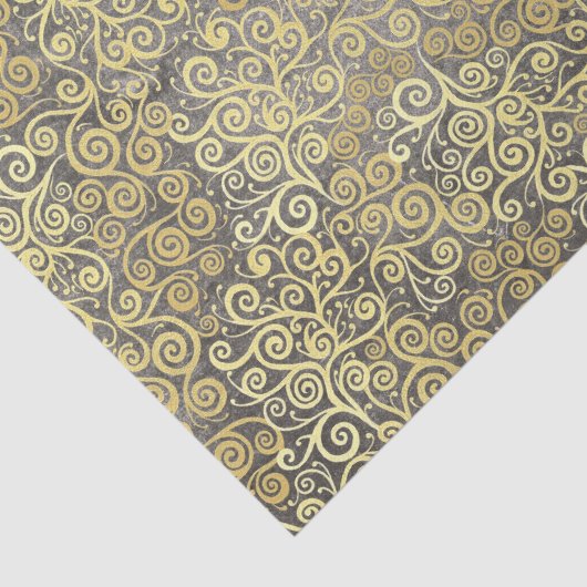 gouden wervelingen Patroon Classy Elegant Taupe Tissuepapier (Detail)