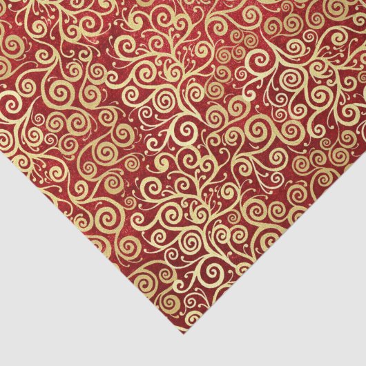 gouden wervelingen Patroon Elegant rood Kerstmis Tissuepapier (Detail)