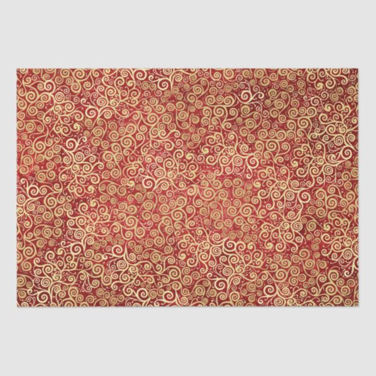 gouden wervelingen Patroon Elegant rood Kerstmis Tissuepapier (Voorkant)