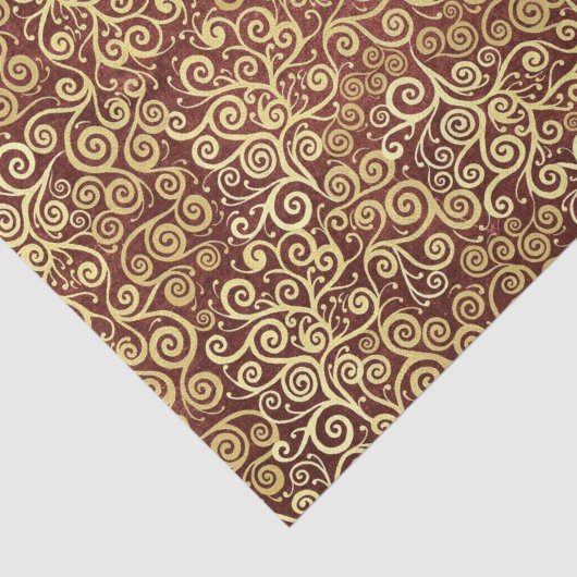 gouden wervelingen Patroon Elegante terracotta Tissuepapier (Detail)