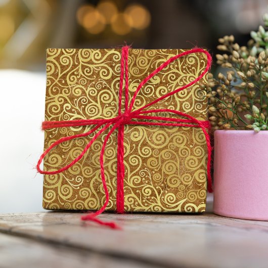 gouden wervelingen Patroon Luxe Boho Classy Cadeaupapier