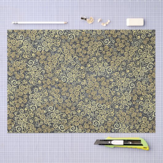  gouden wervelingen Patroon Luxe Charcoal Grey Tissuepapier (Craft)