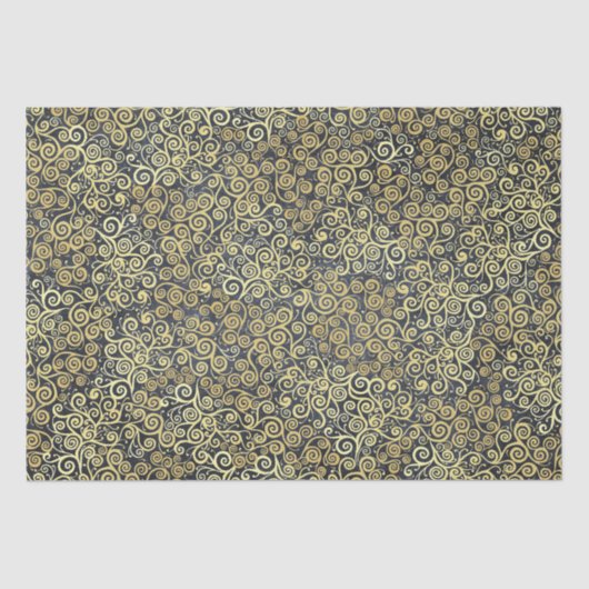 gouden wervelingen Patroon Luxe Charcoal Grey Tissuepapier (Voorkant)