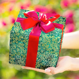  gouden wervelingen patroonluxe boho jade groen cadeaupapier