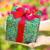  gouden wervelingen patroonluxe boho jade groen cadeaupapier