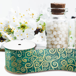 gouden wervelingen patroonluxe boho jade groen satijnen lint