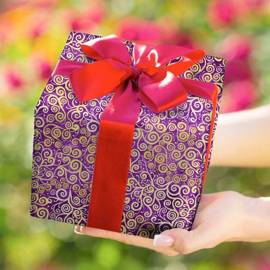  gouden wervelingen patroonluxe Paarse amethist Cadeaupapier