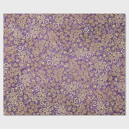  gouden wervelingen patroonluxe Paarse amethist Cadeaupapier (Vlak)