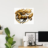 Gouden Wervelwind – Koninklijk Paard in Beweging Poster (Thuiskantoor)