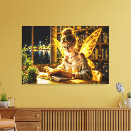 Gouden wetenschappelijke fee gouden vleugels gezel canvas afdruk