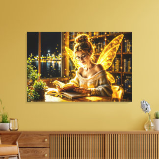 Gouden wetenschappelijke fee gouden vleugels gezel canvas afdruk