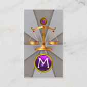GOUDEN WETSSCHALEN, ADVOCAAT MONOGRAM Grijs Paarse Visitekaartje (Achterkant)