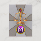 GOUDEN WETSSCHALEN, ADVOCAAT MONOGRAM Paarse Visitekaartje (Achterkant)