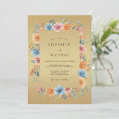 Gouden Whimsical Boho Bruiloft Kaart (Staand voorkant)